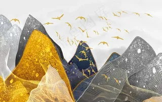 山水画 中式背景墙 装饰画 新图片