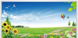 蓝天白云草地图片