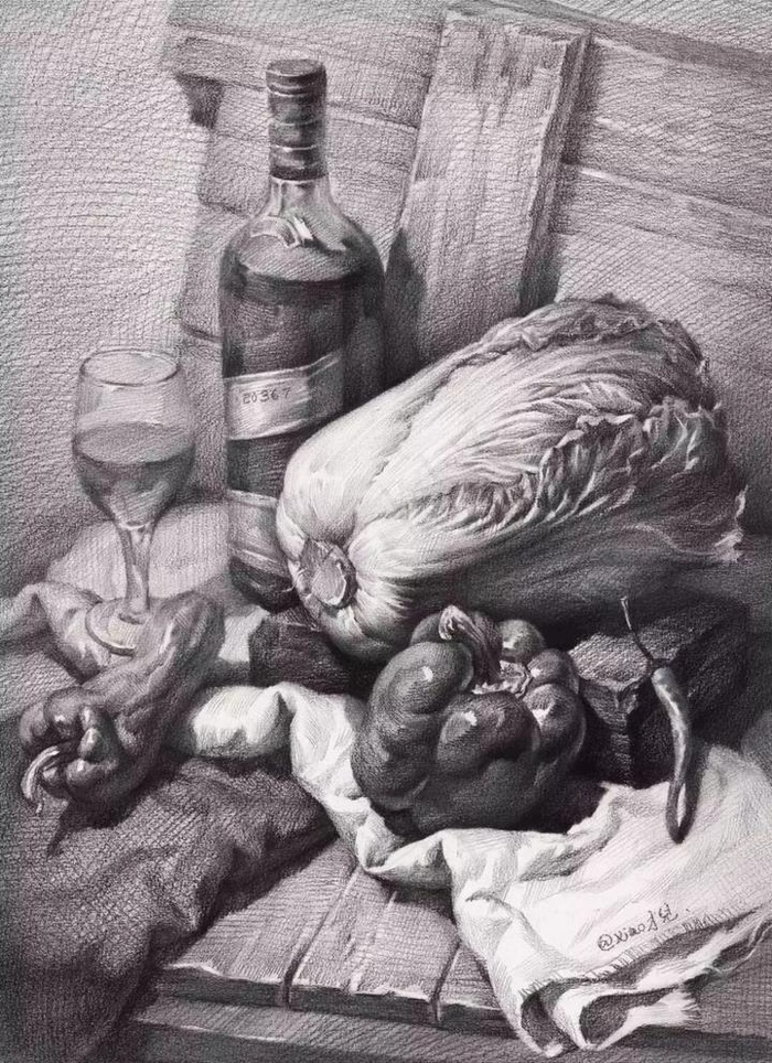 静物素描图片