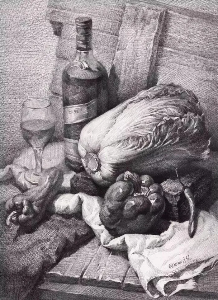 静物素描图片