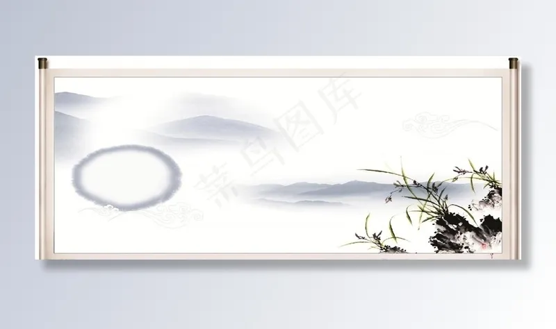 云山风景画图片cdr矢量模版下载