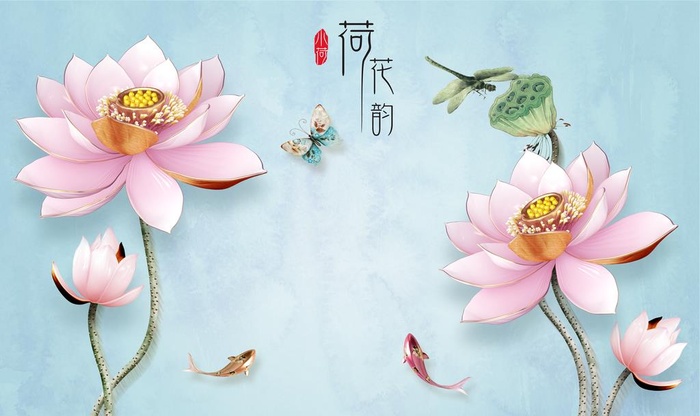 现代简约荷花背景图片