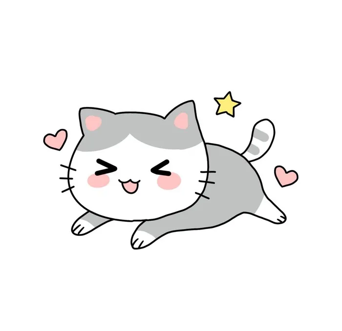 卡通粉色可爱奔跑的小猫咪图片(2000x2000)psd模版下载
