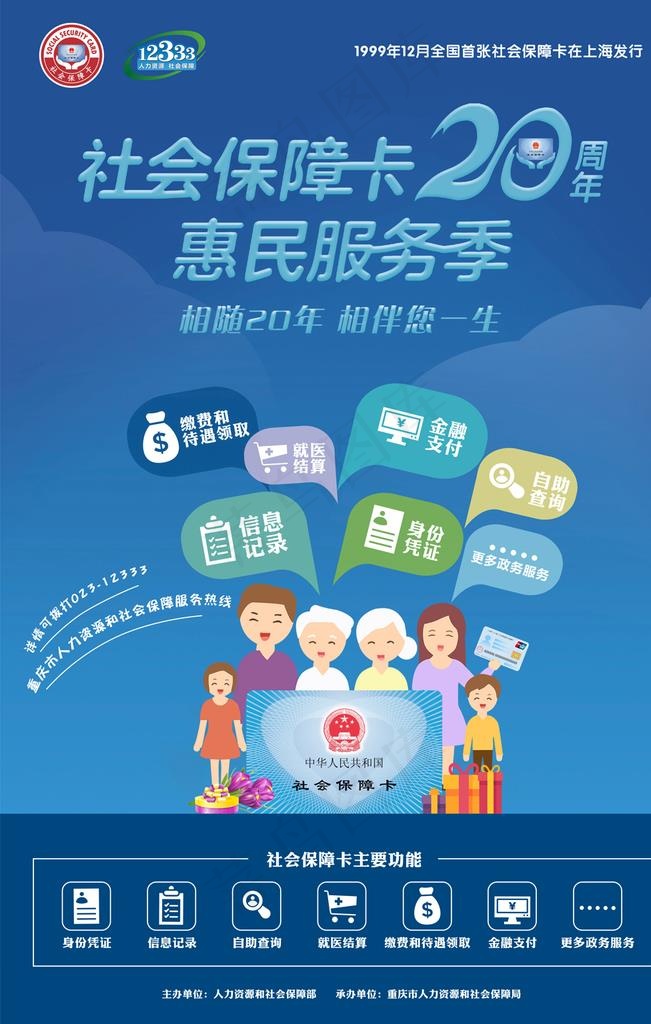 社会保障卡20周年惠民服务海报图片