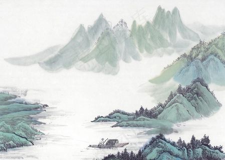 中式山水工笔画图片