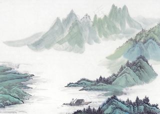 中式山水工笔画图片
