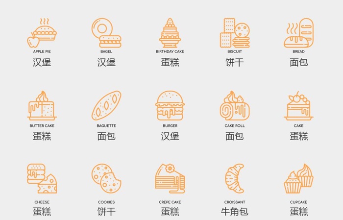 面包蛋糕线性图标图片cdr矢量模版下载