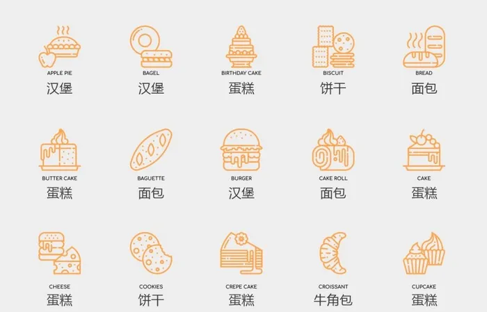 面包蛋糕线性图标图片cdr矢量模版下载