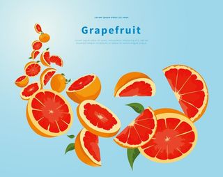 手绘创意柚子切片插画设计图片