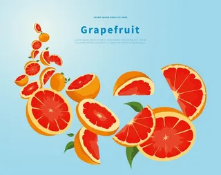 手绘创意柚子切片插画设计图片
