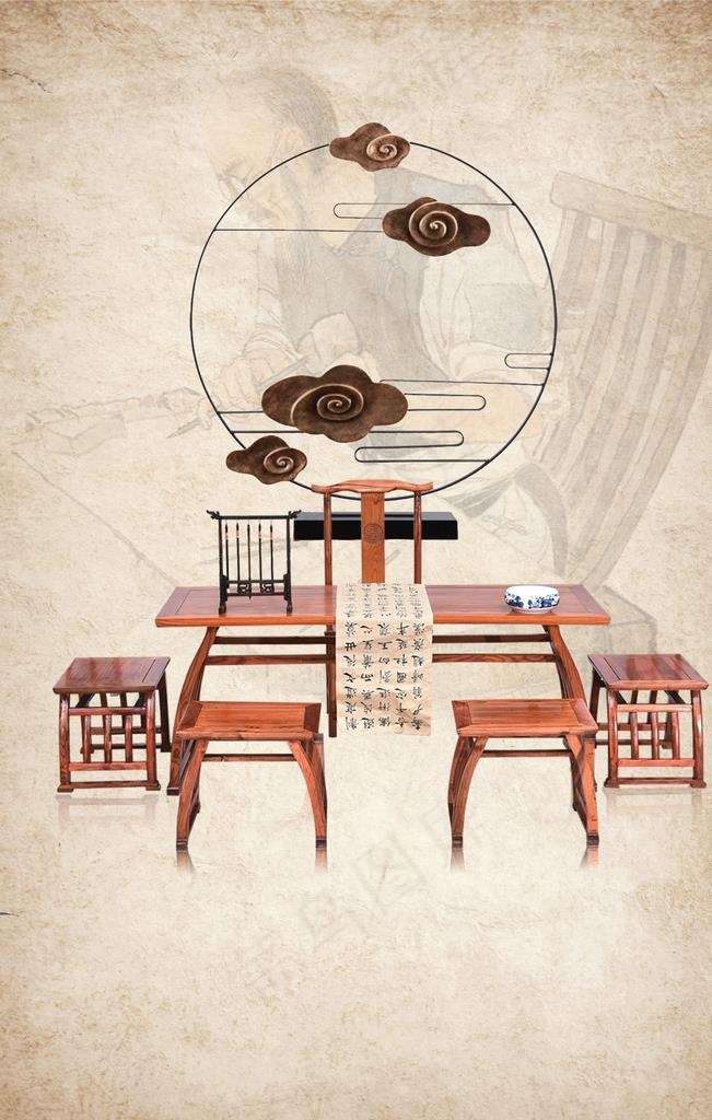 中式家具海报图片(3543x5315)psd模版下载