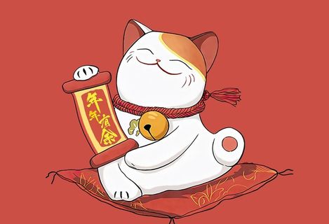 国潮插画卡通招财猫图片