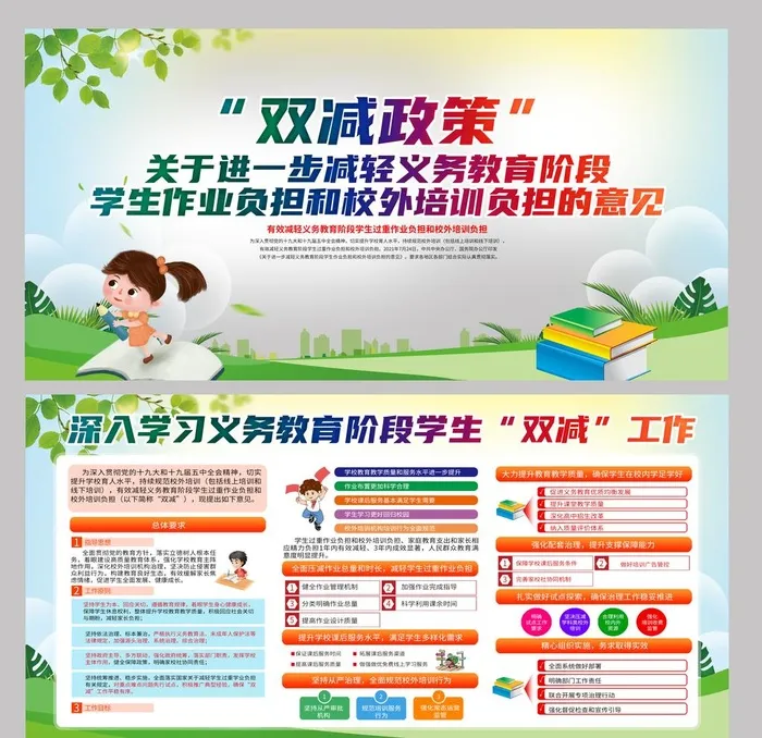 双减政策展板图片(3839x3839)psd模版下载