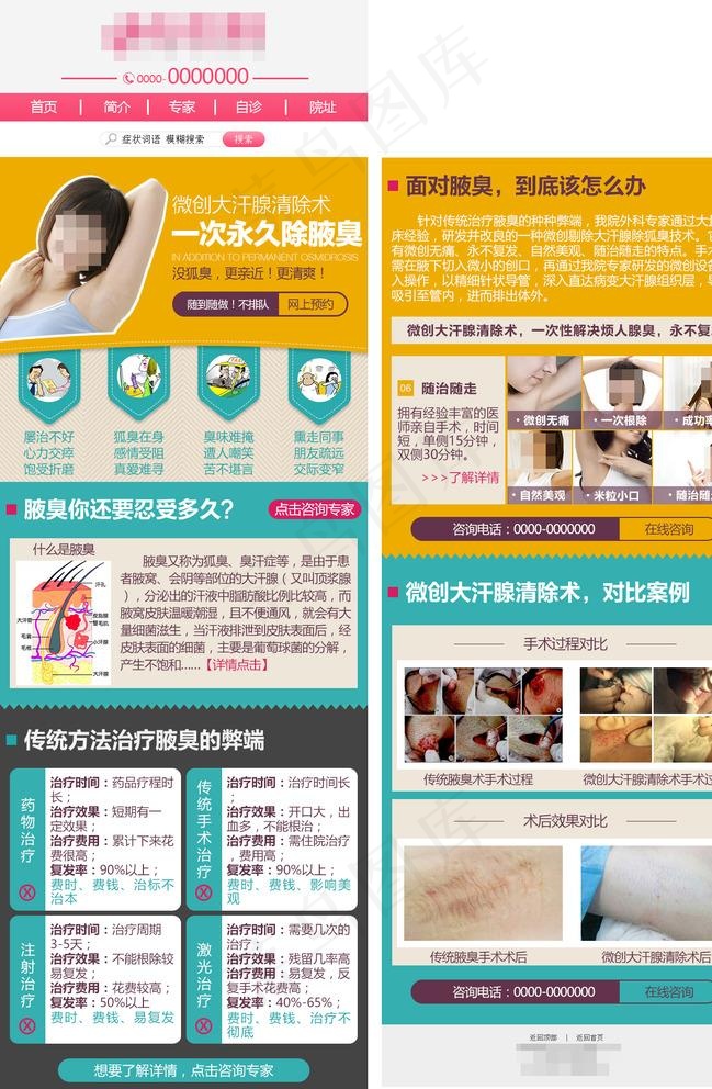 腋臭手机医疗专题图片psd模版下载