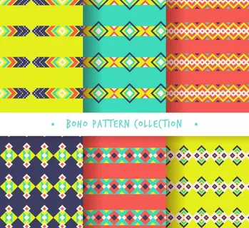 6款清新波西米亚风无缝背景矢量图片