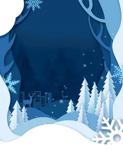 蓝色剪纸风冬天背景图片