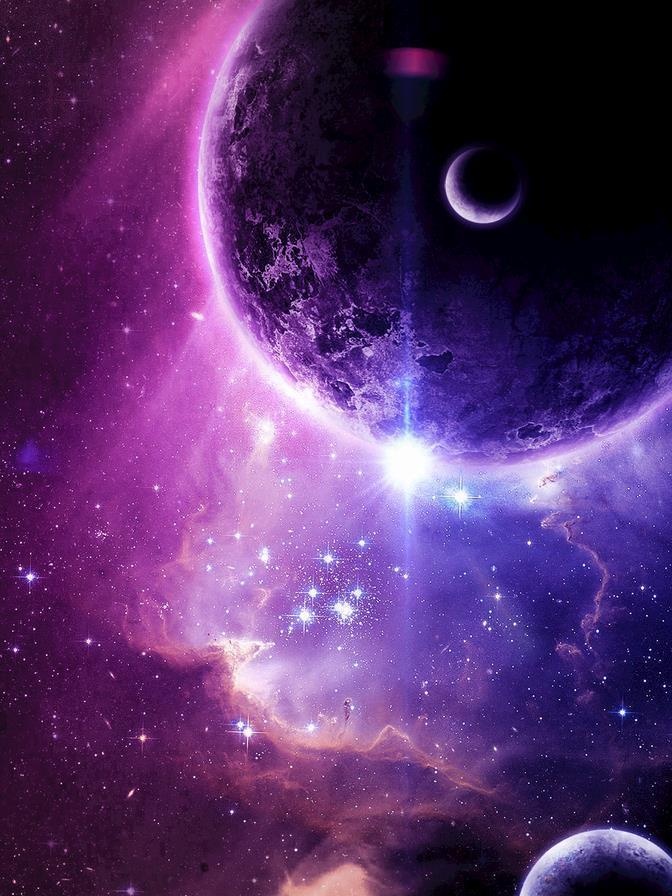 紫色多个星球背景素材图片(2160x2880)psd模版下载