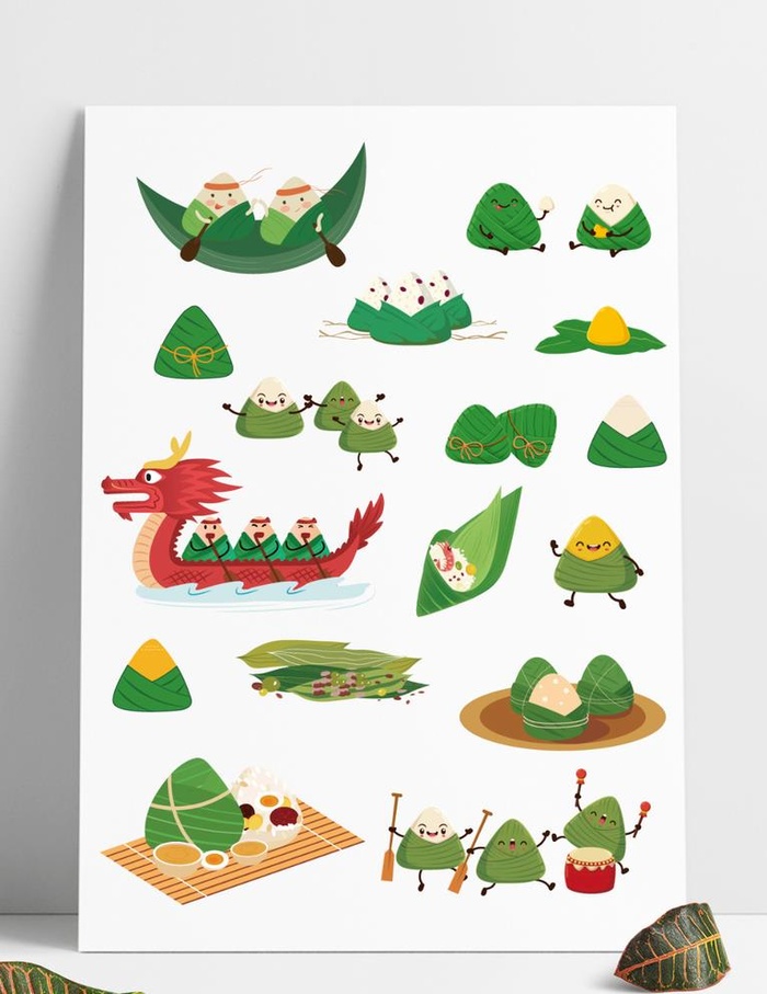 浓情端午传统节日粽子龙舟卡通图片