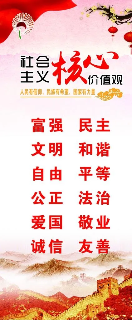 核心价值观展架图片psd模版下载