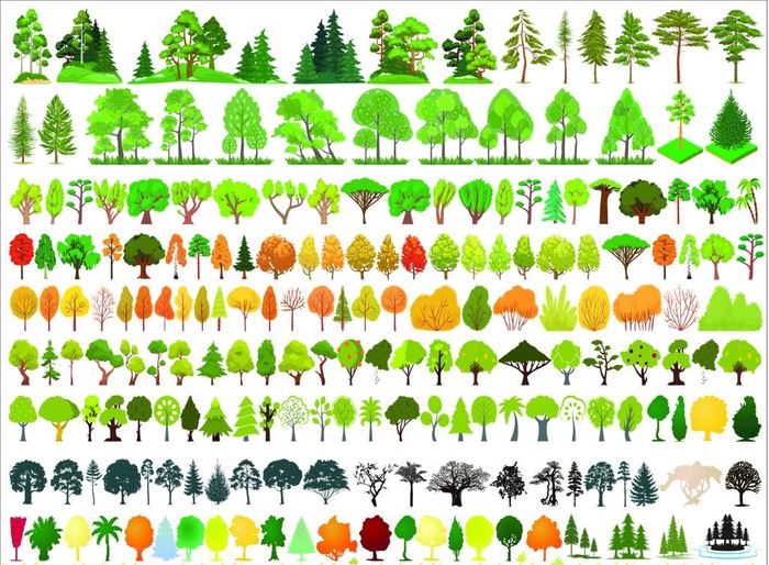 卡通树木设计矢量图图片