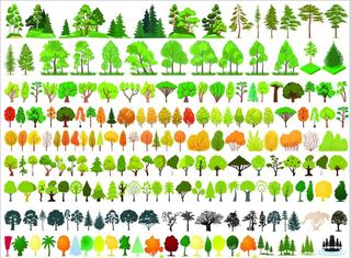 卡通树木设计矢量图图片