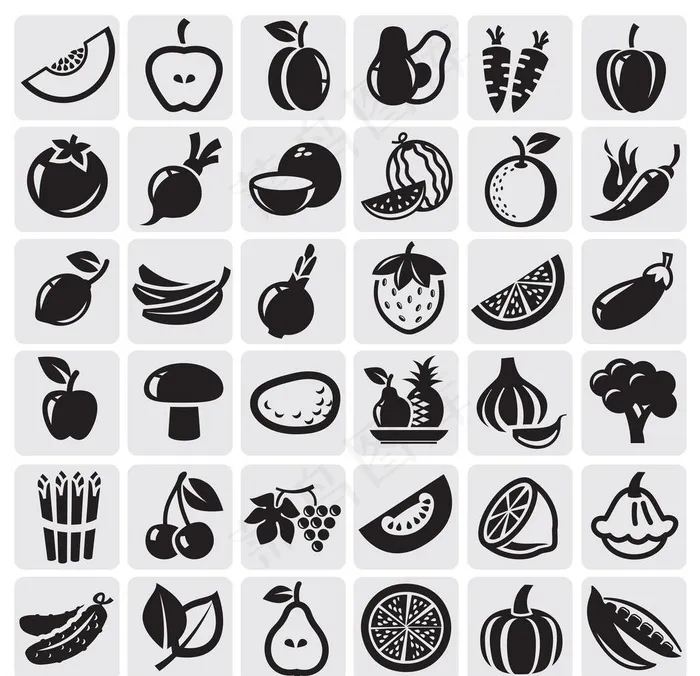 蔬菜水果图标图片eps,ai矢量模版下载
