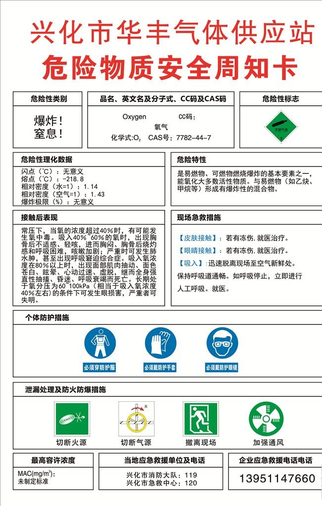 氧气危险物质安全周知卡图片cdr矢量模版下载