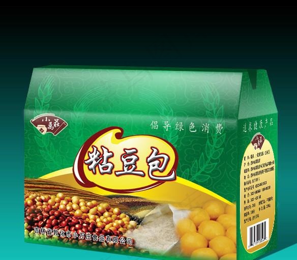 粘豆包食品包装箱（展开图）图片psd模版下载