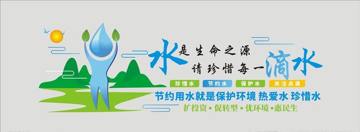 节约用水文化墙图片cdr矢量模版下载
