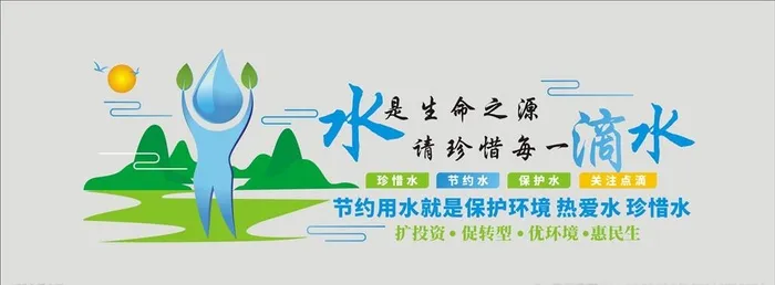 节约用水文化墙图片cdr矢量模版下载