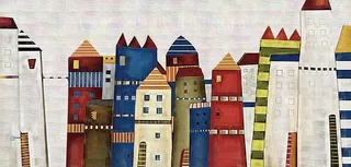 卡通房子背景墙图片