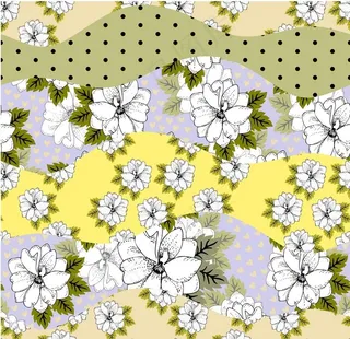 数码印花菊花圆点拼接图片