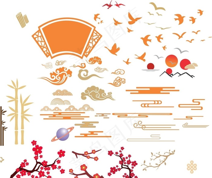 古代元素图片cdr矢量模版下载
