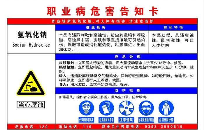 氢氧化钠职业病危害告知卡图片psd模版下载