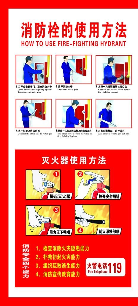 消防栓使用方法图片(2433x5008)psd模版下载