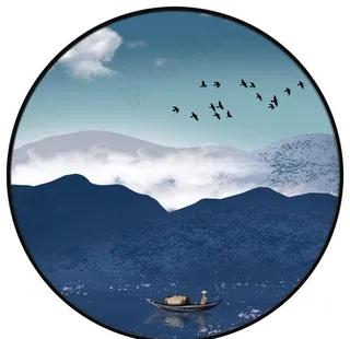 新中式圆形装饰画图片