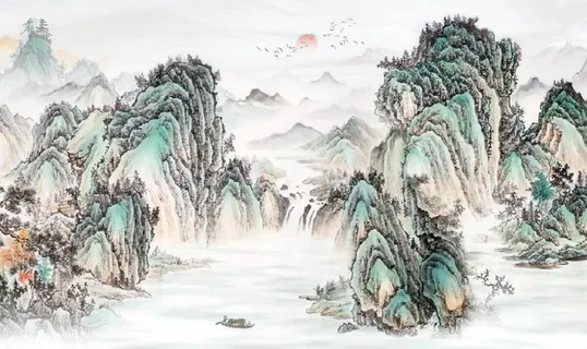 新中式水墨山水风景电视背景墙图片 新中式水墨山水风景电视背景墙图片