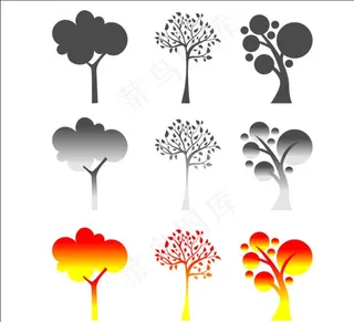 各种树矢量剪影图片