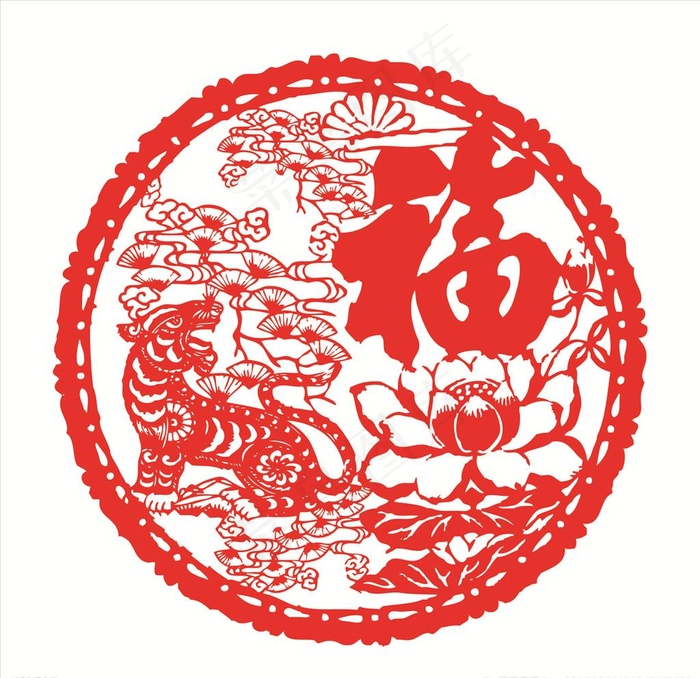 虎年吉祥剪纸图片