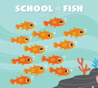 海底橙色鱼群图片