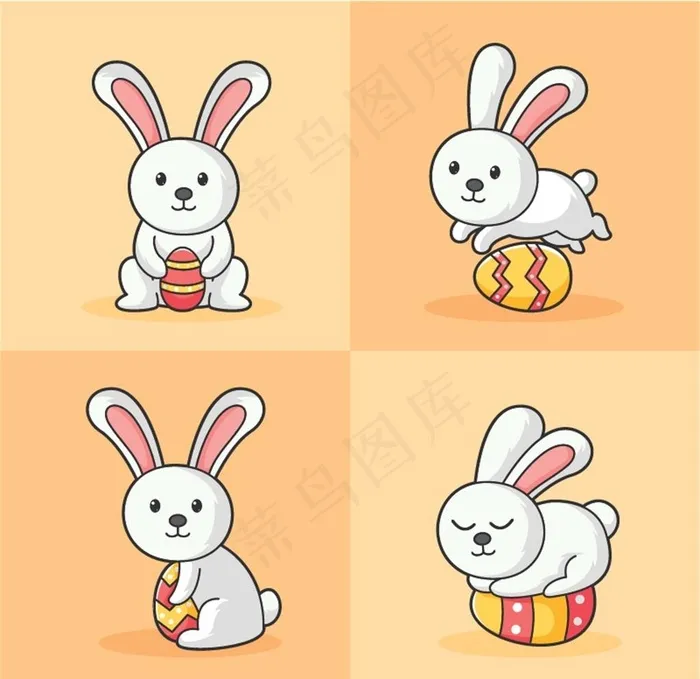 卡通兔子图片ai矢量模版下载