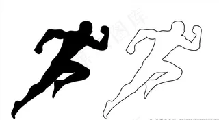 跑步剪影矢量素材图片