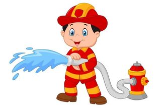 拿着消防栓上的消防管冲水的消防图片