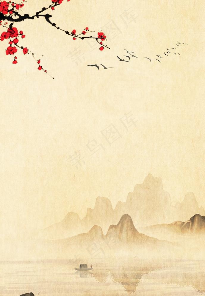 山水墨画图片(1668x2480)psd模版下载
