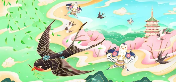 国潮中国风春天春暖花图片