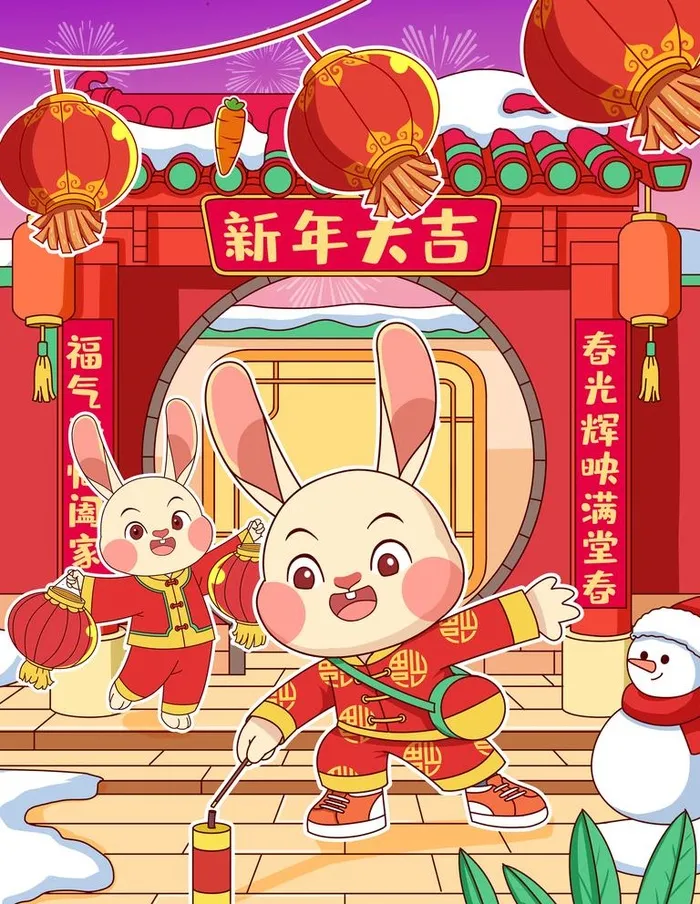 2023年兔年大吉图片(3543x4724)psd模版下载
