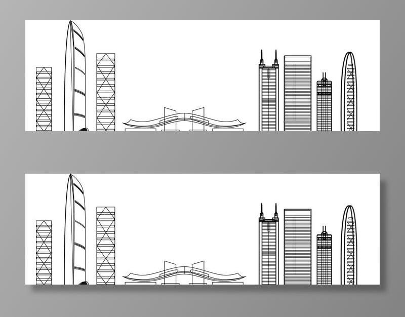 深圳地标都市线稿图片ai矢量模版下载