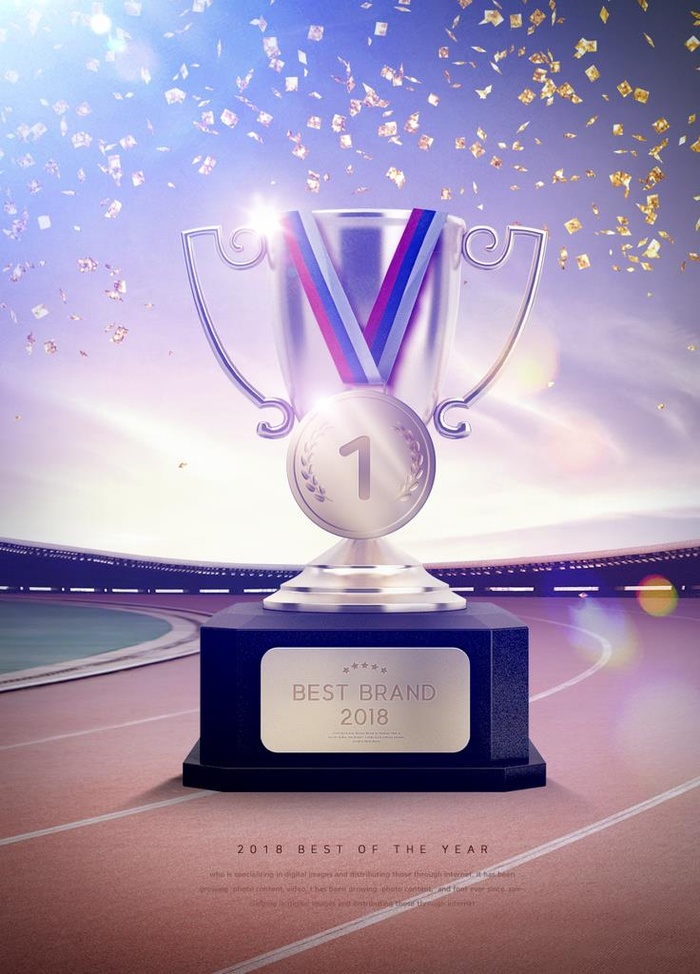 获奖奖杯大气海报图片