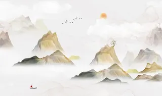 山水画 中式背景墙 装饰画 新图片