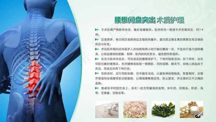 腰椎间盘突出术后护理图片cdr矢量模版下载